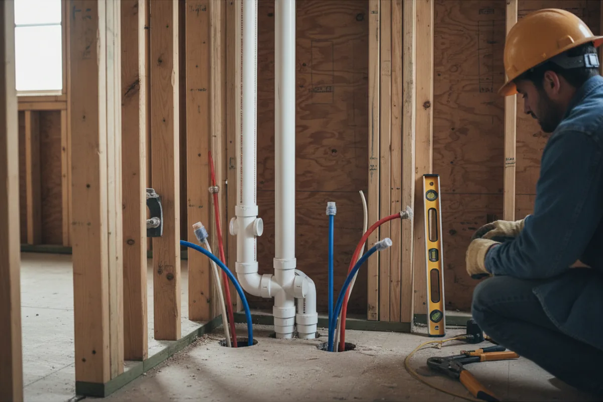 Drain and supply rough-in during Sump Pump Repair in Wood River Junction